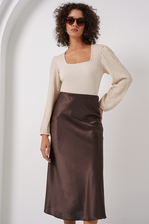 Merterium 0442 Uzun Kollu Bluz - Krem