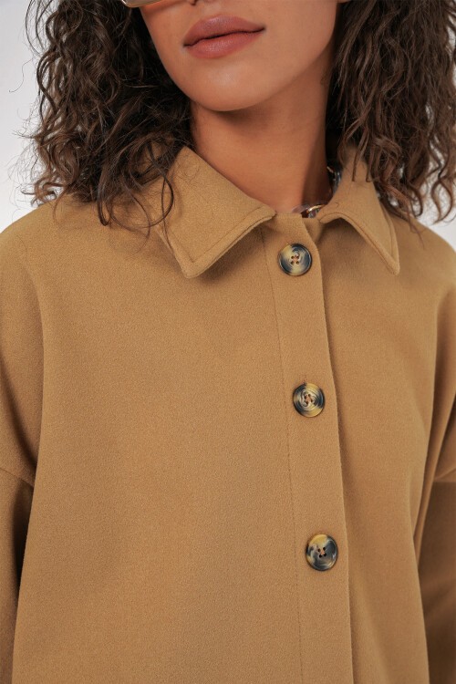 Merterium 0674 Cepli Oversize Gömlek - Hardal