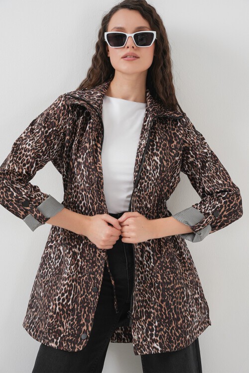 Merterium 10322 Beli Büzgülü Trençkot - E. Kahve