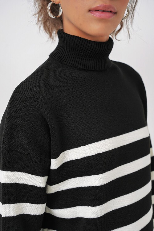 Merterium 15890 Uzun Triko Elbise - A.Siyah