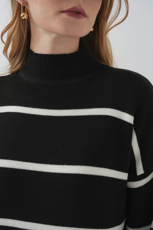 Merterium 15890 Uzun Triko Elbise - D. Siyah