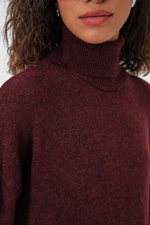 Merterium 15891 Kazak Etek Triko İkili Takım - Bordo