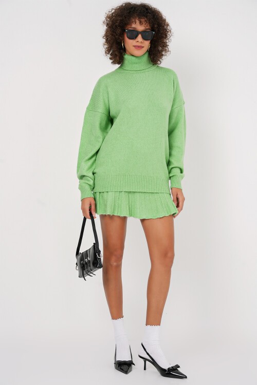 Merterium 15891 Kazak Etek Triko İkili Takım - E.Yeşil