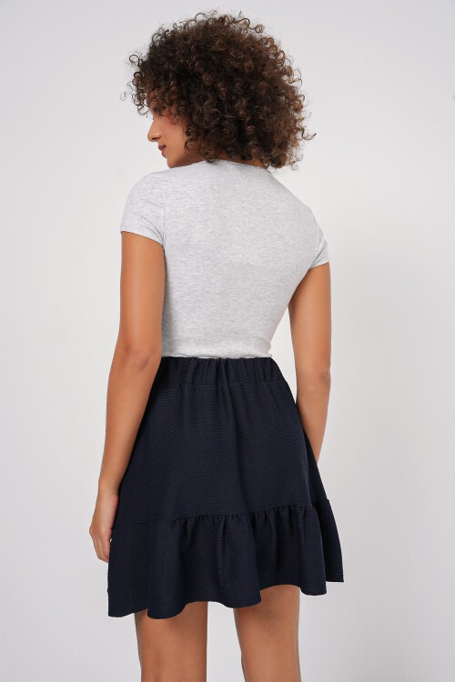 Merterium 1884 Örme Mini Etek - Y.Lacivert