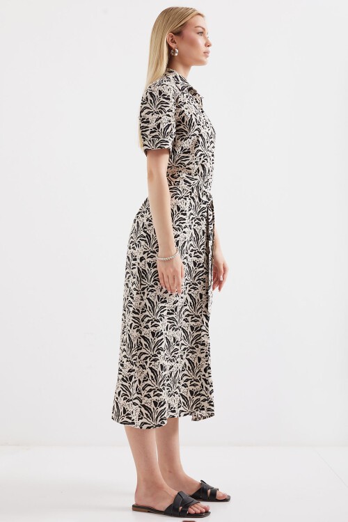 Merterium 2213 Kısa Kol Viskon Elbise - C.Siyah