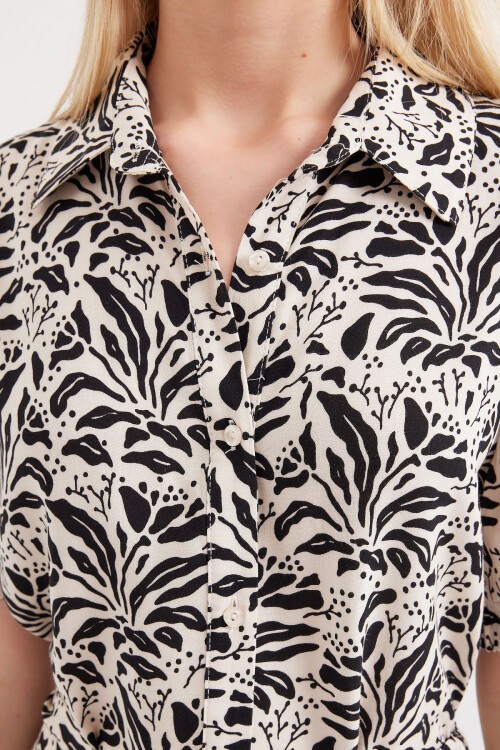 Merterium 2213 Kısa Kol Viskon Elbise - C.Siyah