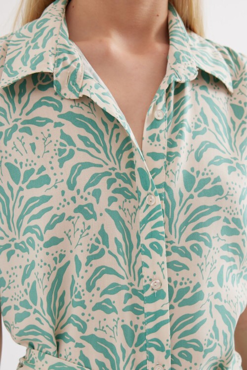 Merterium 2213 Kısa Kol Viskon Elbise - Çağla