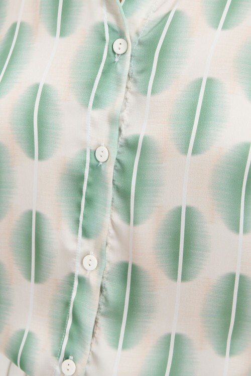 Merterium 3964 Hafif Dökümlü Saten Gömlek - B. Haki