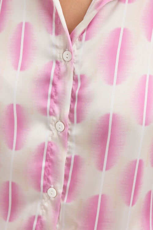 Merterium 3964 Hafif Dökümlü Saten Gömlek - B.Pembe