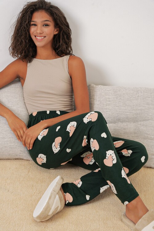 Merterium 4323 Desenli Pijama Altı - Y.Zümrüt