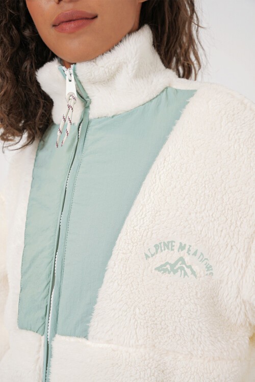 Merterium 5194 Kadın Peluş Mont Ceket - Turkuaz