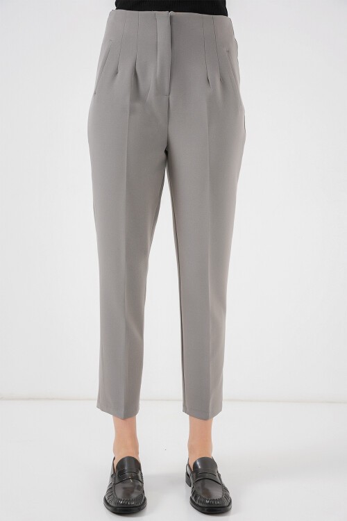 Merterium 6650 Yüksek Bel Kumaş Pantolon - Gri