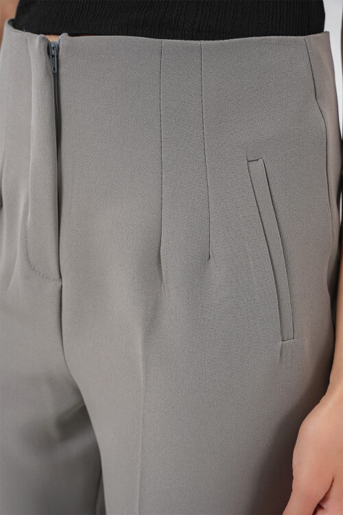 Merterium 6650 Yüksek Bel Kumaş Pantolon - Gri