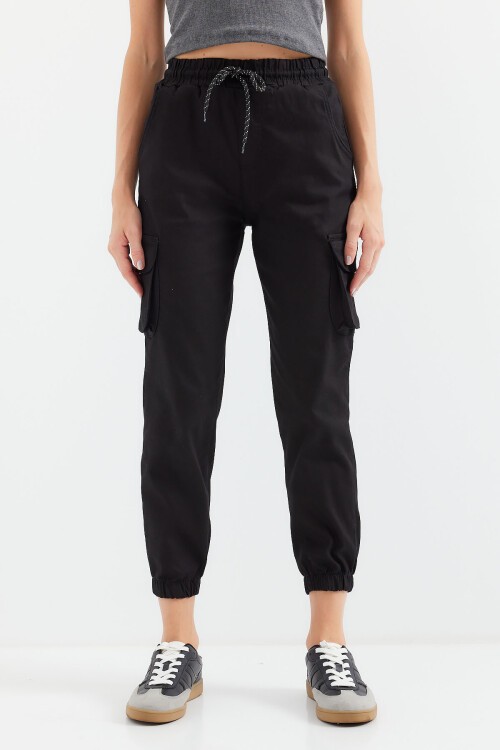 Merterium 6667 Kargo Cepli Jogger Pantolon - Siyah