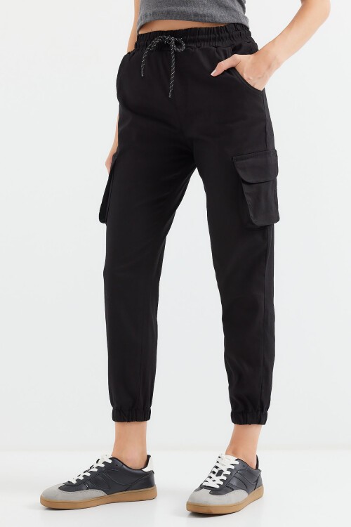 Merterium 6667 Kargo Cepli Jogger Pantolon - Siyah