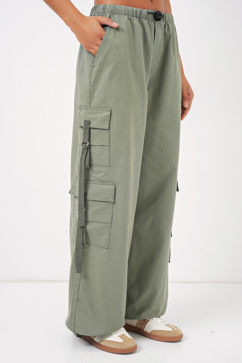 Merterium 6691 Geniş Paça Kargo Pantolon - Çağla