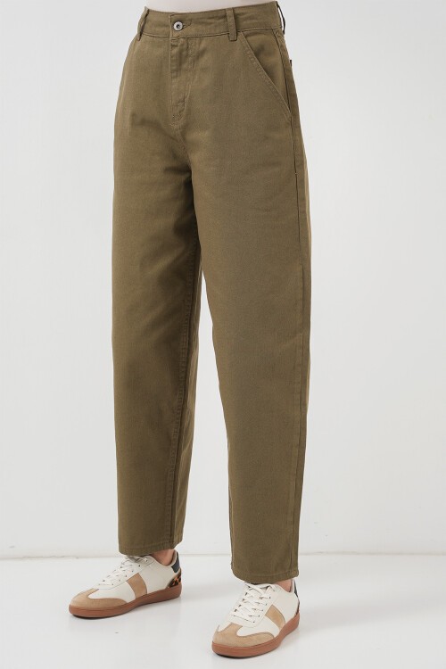 Merterium 6703 Yüksek Bel Kot Pantolon - Haki