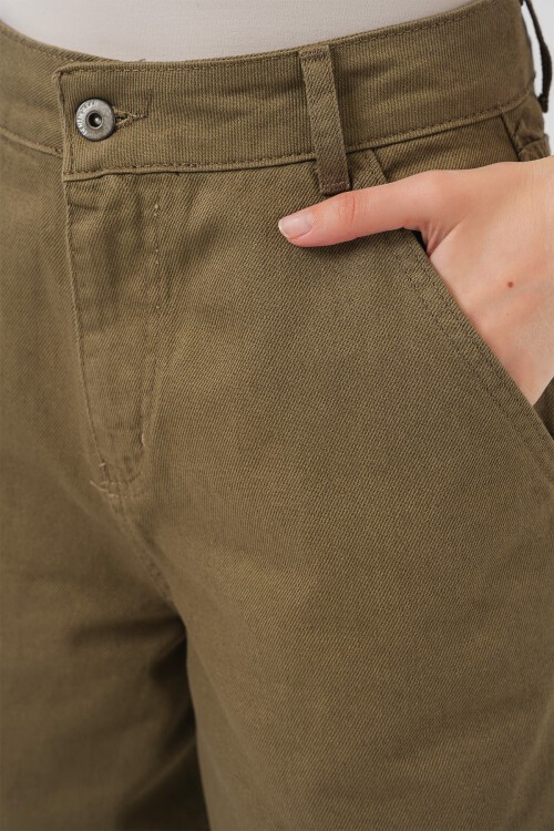 Merterium 6703 Yüksek Bel Kot Pantolon - Haki