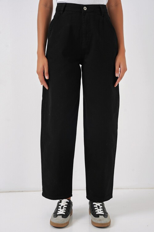 Merterium 6703 Yüksek Bel Kot Pantolon - Siyah