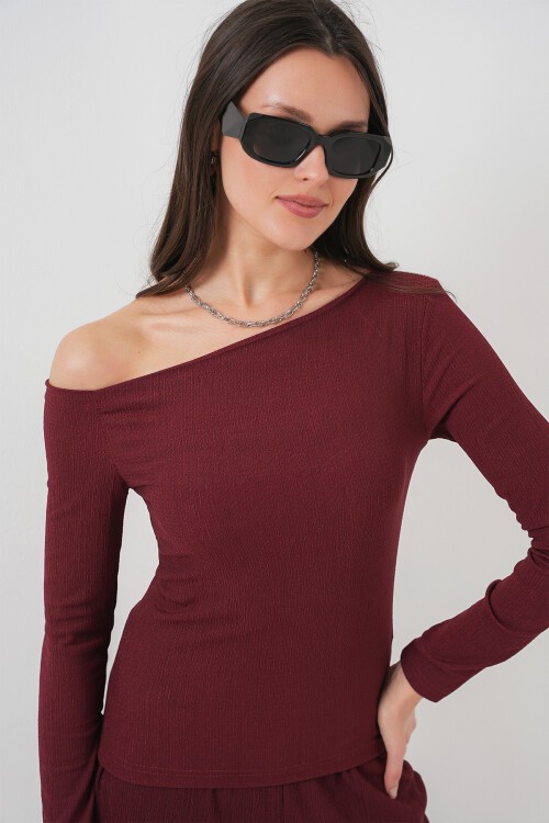 Merterium 6708 Düşük Omuz Alt Üst Takım - Bordo