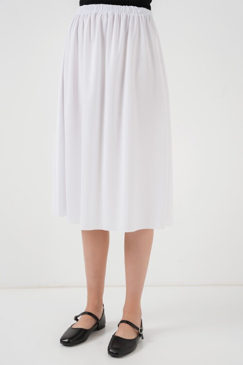 Merterium 8039 Uzun Etek Astarı Jüpon - Beyaz