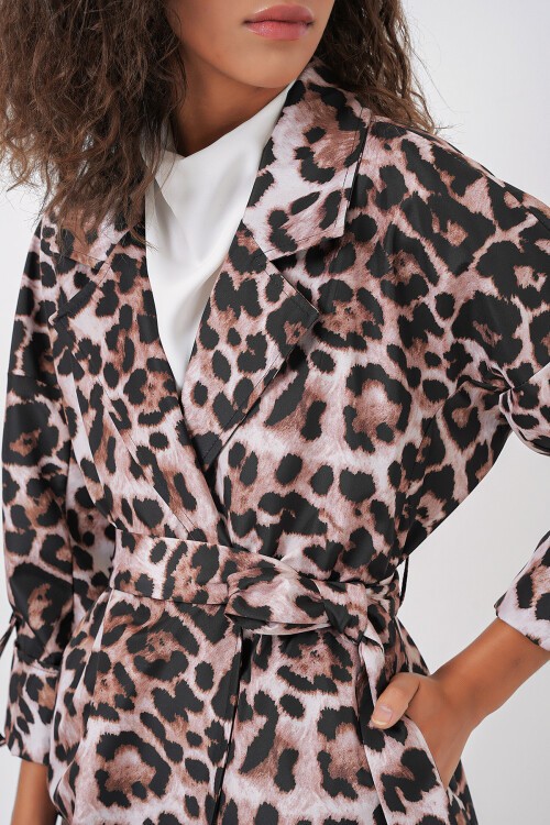 Merterium 9104 Kruvaze Yaka Astarlı Trençkot - C. Kahverengi