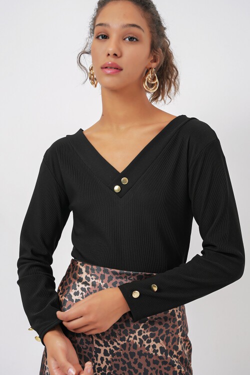 Merterium 923 Uzun Kollu Body - Siyah