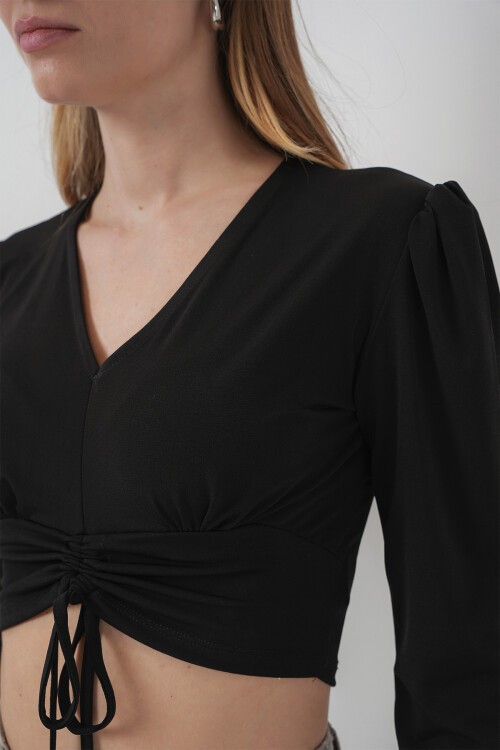 Merterium 936 Sandy Crop Bluz - Siyah