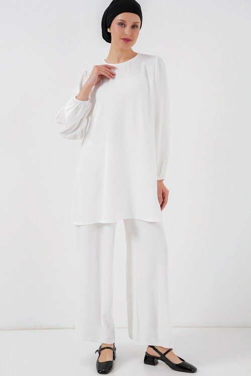 Merterium Ayrobin Tunik Pantolon Alt Üst Takım 6712 - Beyaz