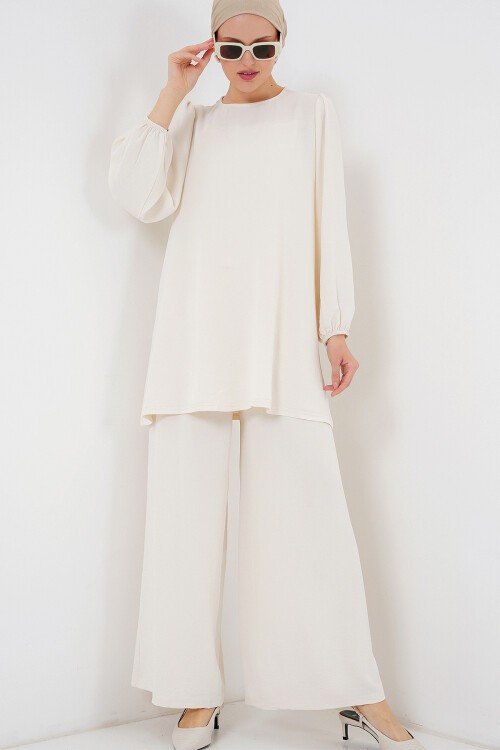 Merterium Ayrobin Tunik Pantolon Alt Üst Takım 6712 - Ekru
