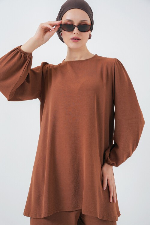 Merterium Ayrobin Tunik Pantolon Alt Üst Takım 6712 - Sütlü Kahve