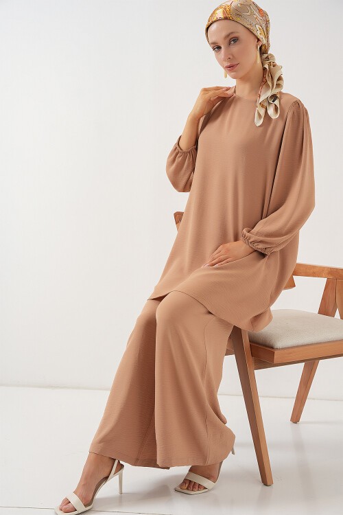 Merterium Ayrobin Tunik Pantolon Alt Üst Takım 6712 - Vizon