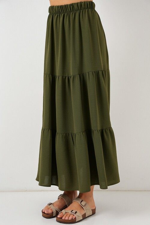 Merterium Kadın Ayrobin Uzun Etek 8048 - Haki