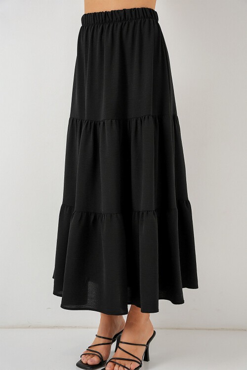 Merterium Kadın Ayrobin Uzun Etek 8048 - Siyah