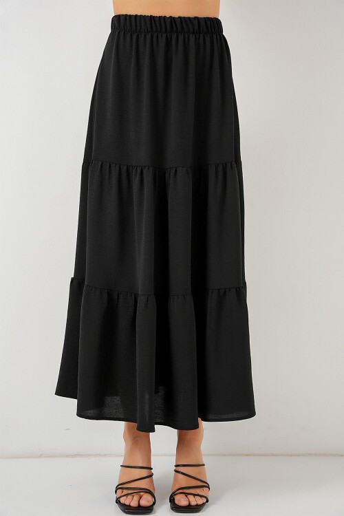 Merterium Kadın Ayrobin Uzun Etek 8048 - Siyah