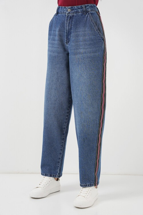 Merterium Kadın Baggy Kot Pantolon 6700 - Lacivert