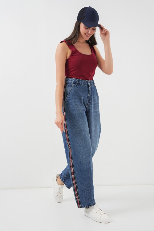 Merterium Kadın Baggy Kot Pantolon 6700 - Lacivert