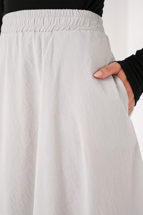 Merterium Kadın Cep Detaylı Uzun Etek 8024 - Gri