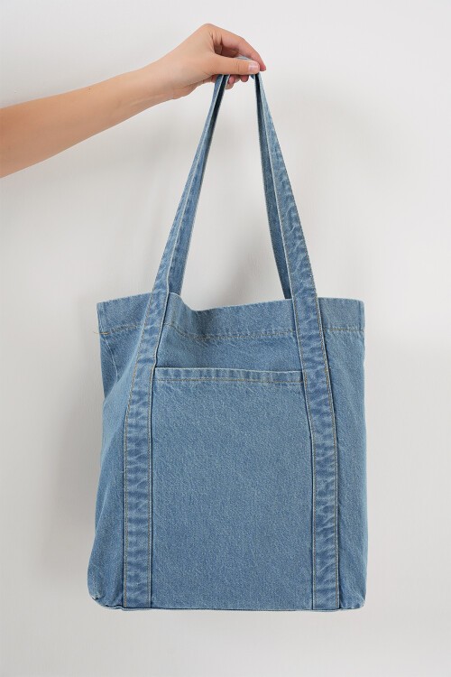 Merterium Kadın Cepli Kot Omuz Çantası 010185 - Mavi