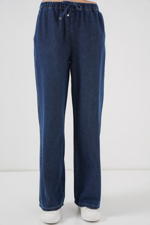 Merterium Kadın Geniş Paça Kot Pantolon 6706 - A.Lacivert