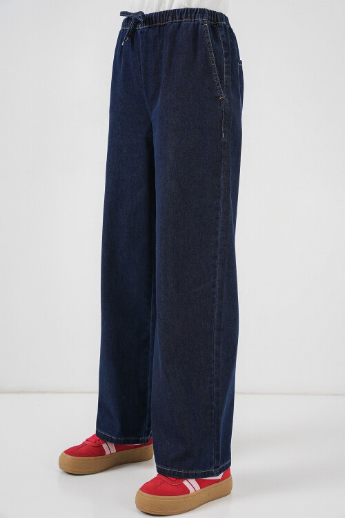 Merterium Kadın Geniş Paça Kot Pantolon 6706 - Lacivert