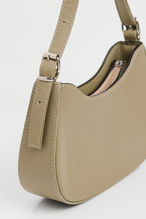 Merterium Kadın Haki Düz Baget Çanta 010167