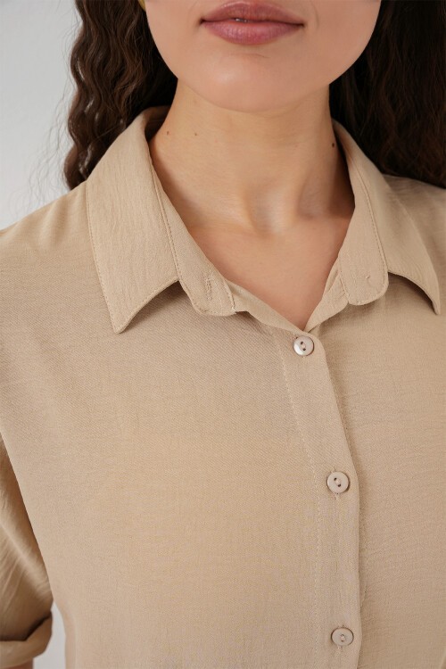 Merterium Kadın Kısa Kol Elbise 2214 - Bej