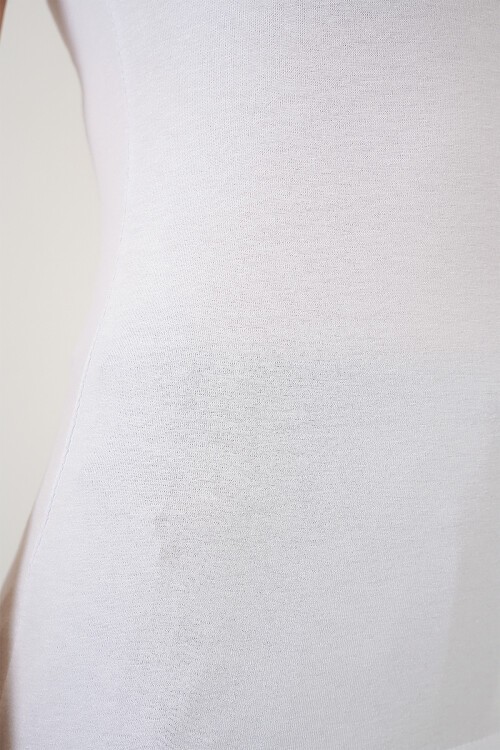 Merterium Kadın Kolsuz Body 4347 - Beyaz