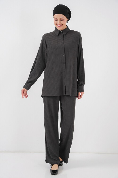 Merterium Kadın Örme Tesettür Alt Üst Takım 6711 - Antrasit
