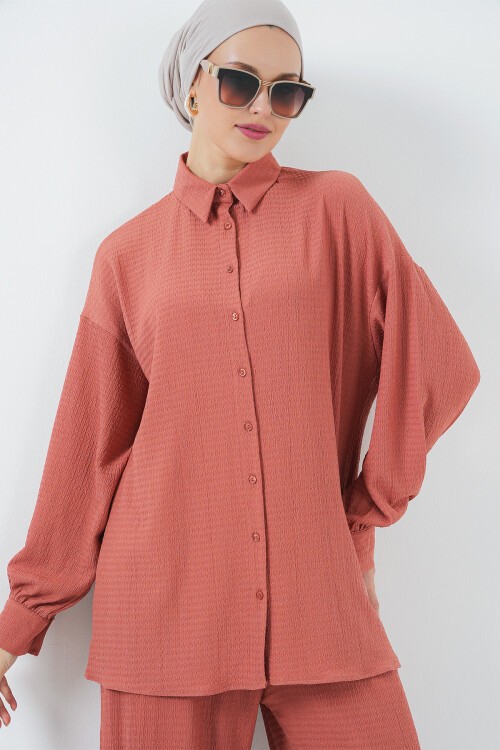 Merterium Kadın Örme Tesettür Alt Üst Takım 6711 - Gül Kurusu