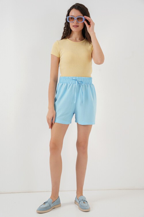 Merterium Kadın Rahat Kalıp Şort 5327 - Mavi