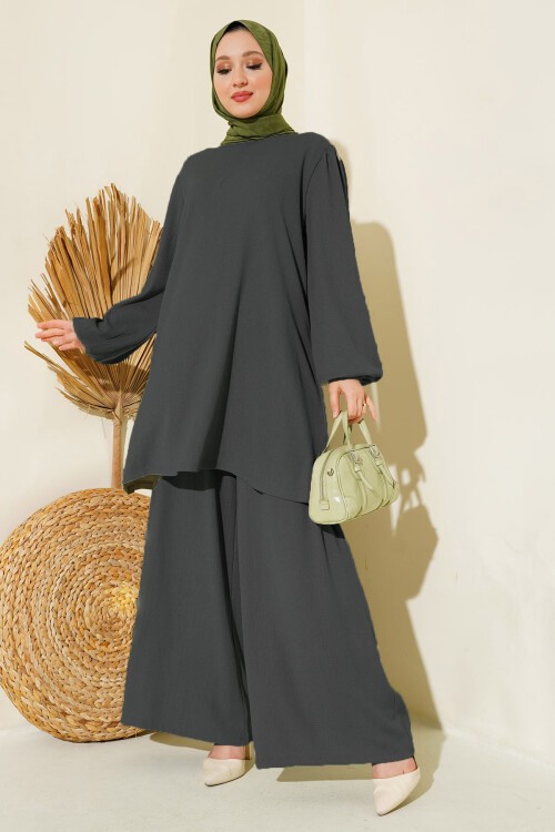 Merterium Kadın Tunik Pantolon Alt Üst Takım 6663 - Antrasit