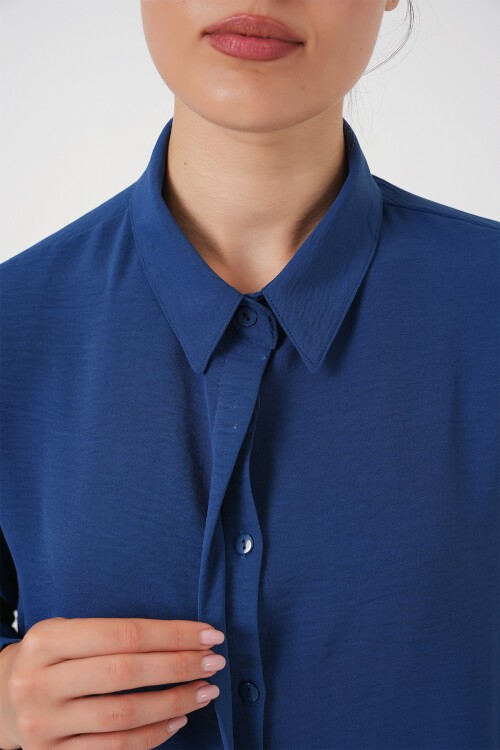 Merterium Kadın Uzun Gömlek Tunik 5945 - İndigo