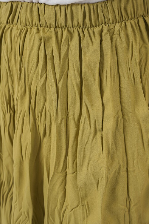 Merterium Kadın Uzun Kırışık Etek 8042 - E.Yeşil